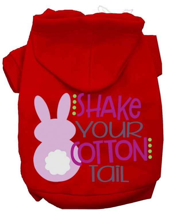 Shake Your Cotton Tail Screen Print Dog Hoodie Red XS